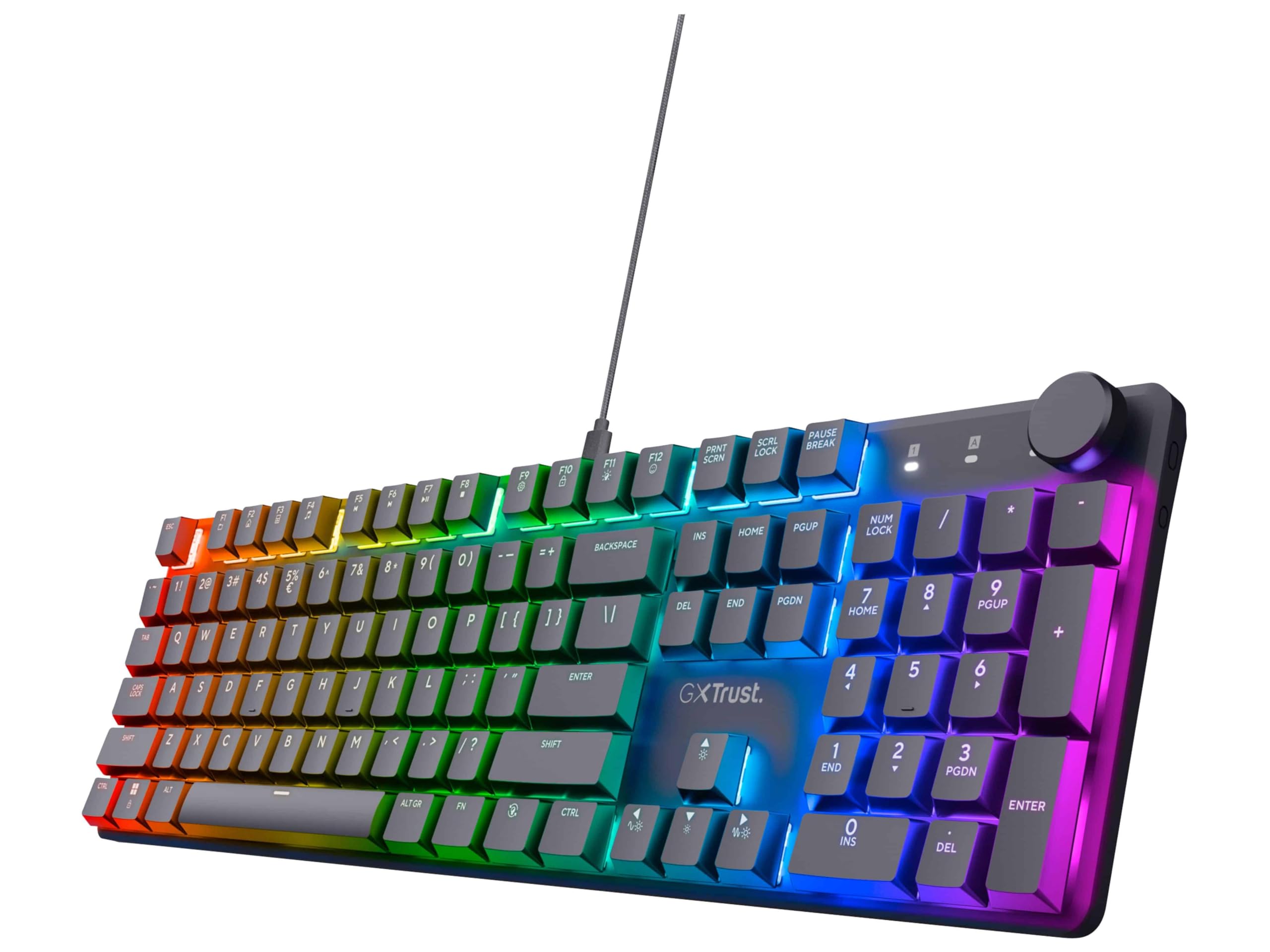 Trust Gaming GXT 866 Torix Mechanical Keyboard German QWERTZ Layout, Huano Switches, Flat Keys, RGB Lighting, Anti-Ghosting N-Key Rollover USB Programmable Gaming Keyboard PC Laptop