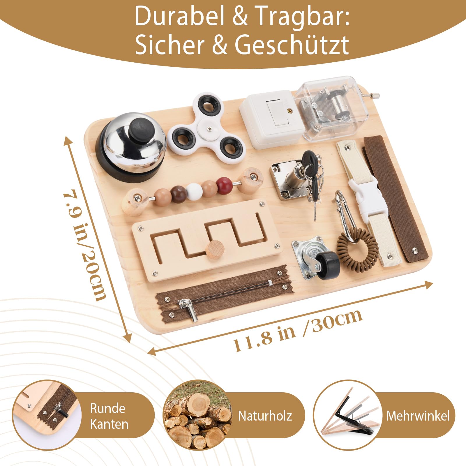 Fidget Busy Board für Erwachsene – Beschäftigung für Senioren mit Demenz & Alzheimer –Multisensorisches Übungsbrett für ältere Menschen – Motorik, Konzentration ADHS-Hilfen Autismus Fidget Spinner