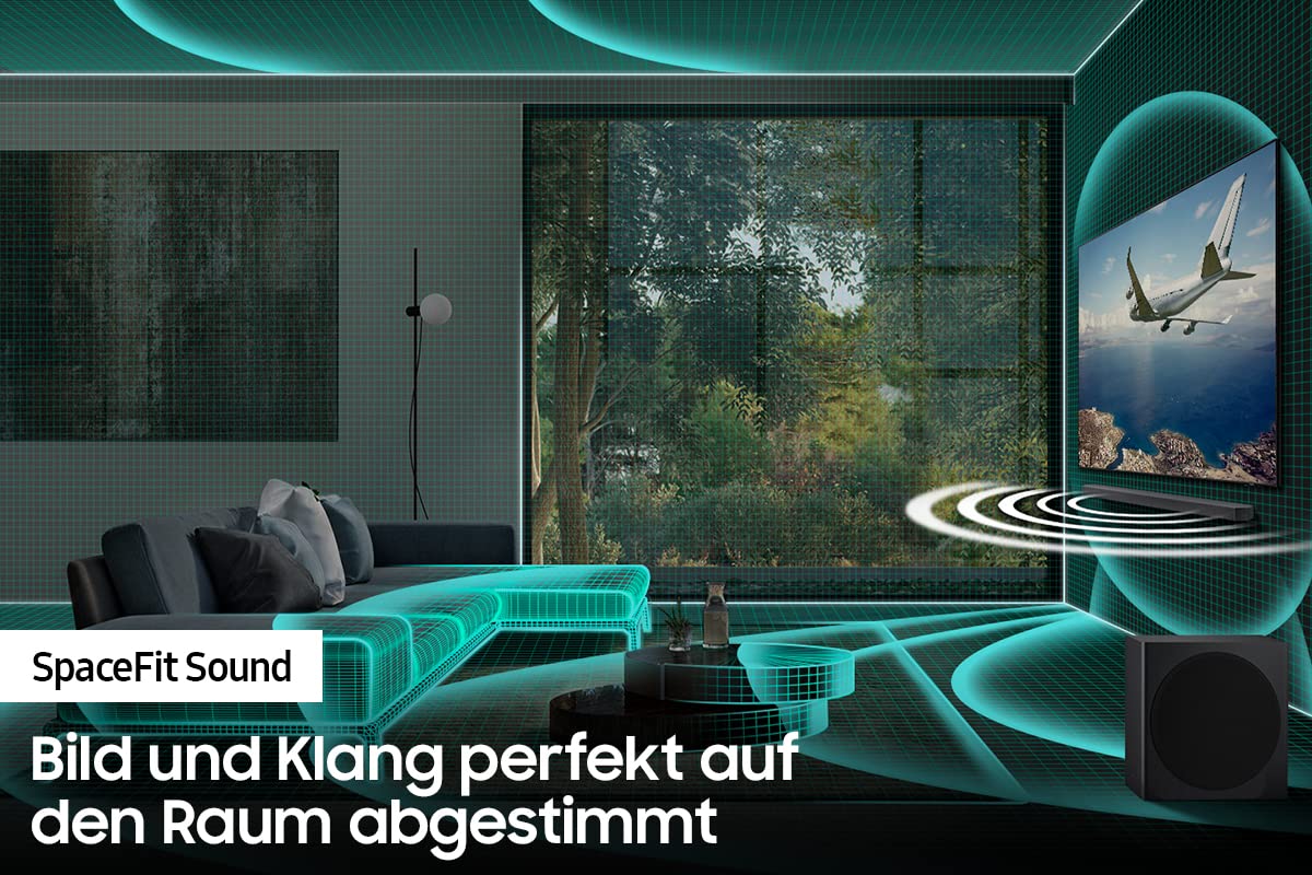 Samsung HW-Q810B 5.1.2-kanałowy głośnik Q-Soundbar (model niemiecki), bezprzewodowy Dolby Atmos/DTS:X, Q-Symphony, SpaceFit Sound 2 [2022]