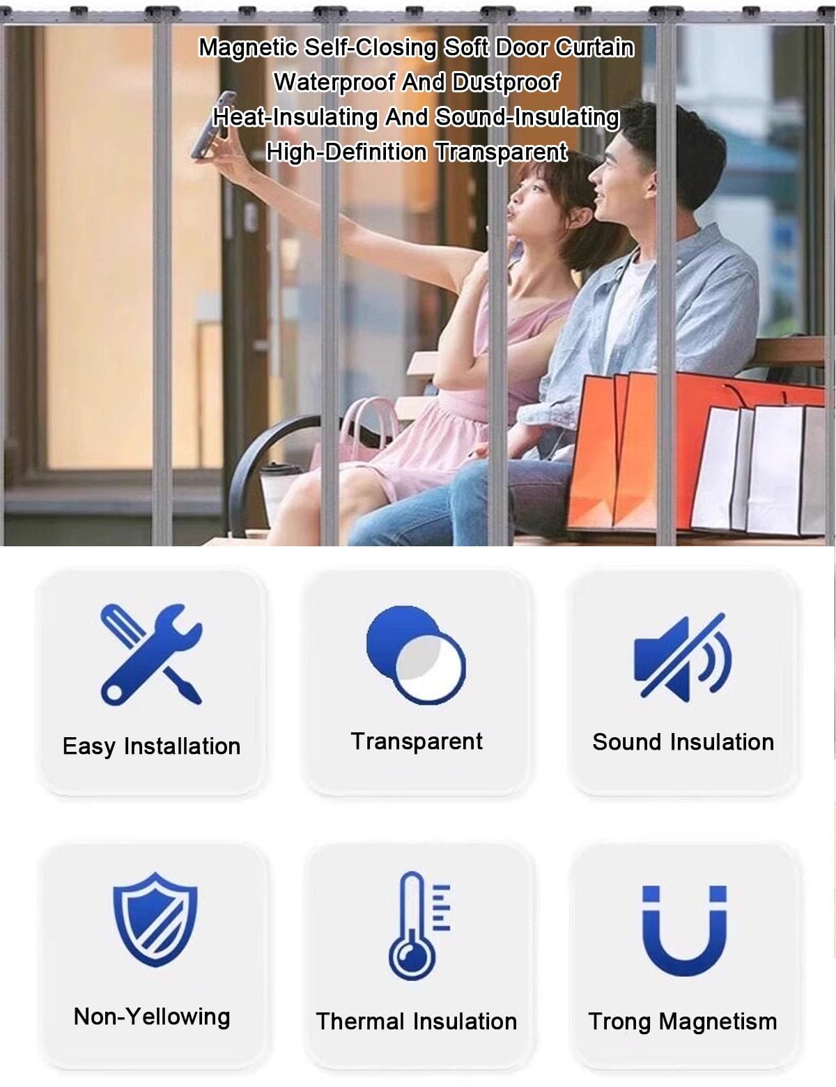 Rideau Laniere PVC, Rideaux à Lamelles Transparent Protéger Contre L'air Froid, Rideau Thermique Industriel Transparent Lanières Convient aux Entrepôts Usines et Supermarchés
