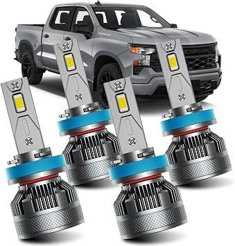 AWALITED fits for 2023-2026 Silverado 1500 WT low-high multi lights combo | 4pcs Plug and Play 300% Super Bright White Powersports Silverado 2023 2024 2025 2026 Light Blubs