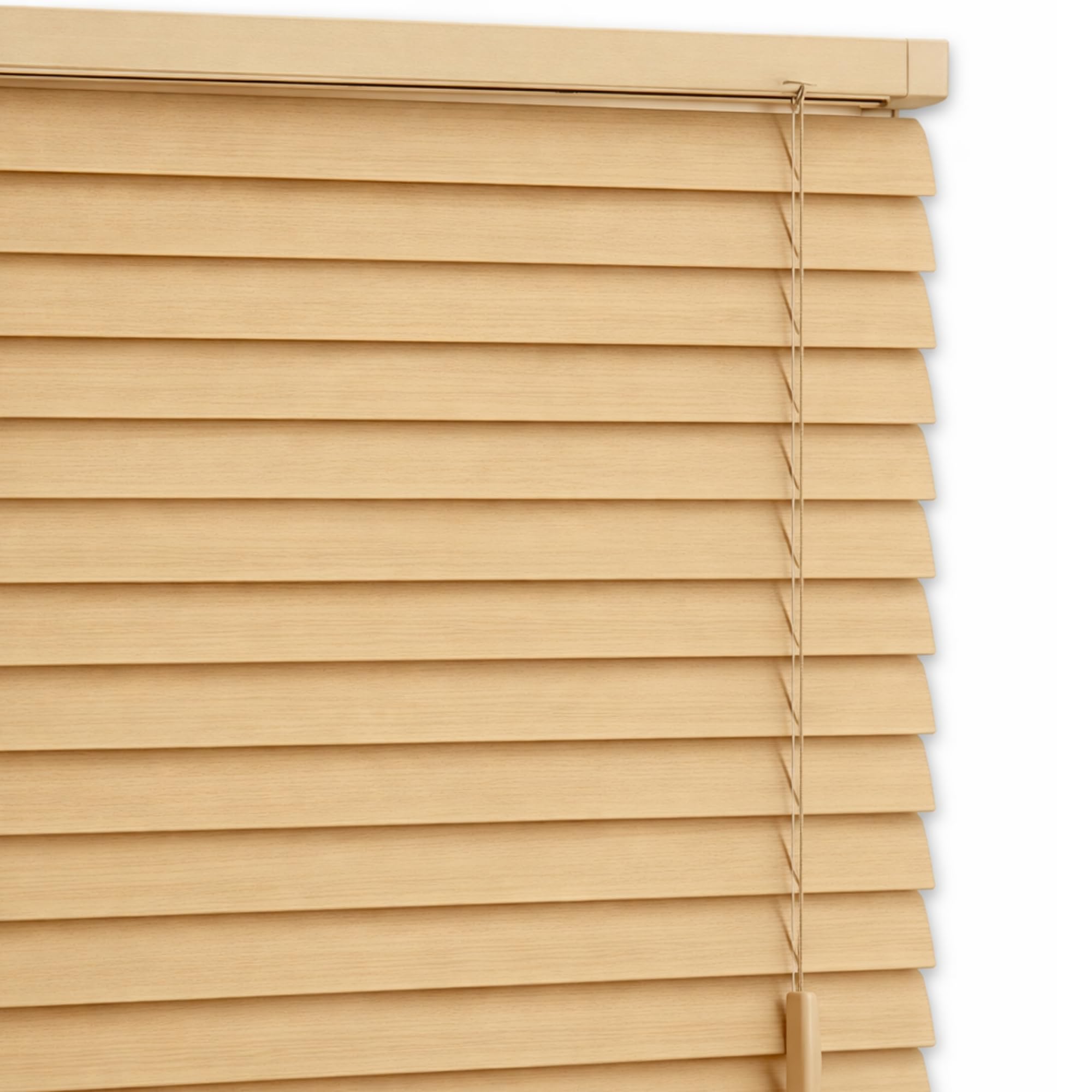AQS - PVC Venetian Window Blinds - Easy Fit Curtains Trimmable Fittings - Windows Treatment Shutters Twist Open Close - Moisture Resistant Slats Wall & Recess Mount (Natural, 165W x 213H cm)