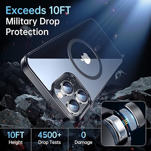 Miniatura 5 de Funda magnética delgada transparente para iPhone 14 Pro no amarillea Protección de grado militar Imanes fuertes número 1 JUESHITUO compatible con