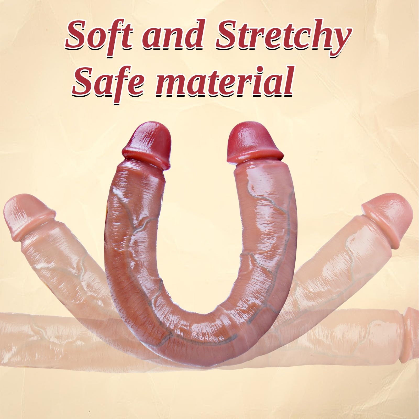 Dildo gigante realistico in silicone doppio, 45 x 4,5 cm, con pelle mobile, doppia ghiandole XXL, lungo e ampio, giocattolo per il punto G anale e vaginale, adatto per coppie lesbiche