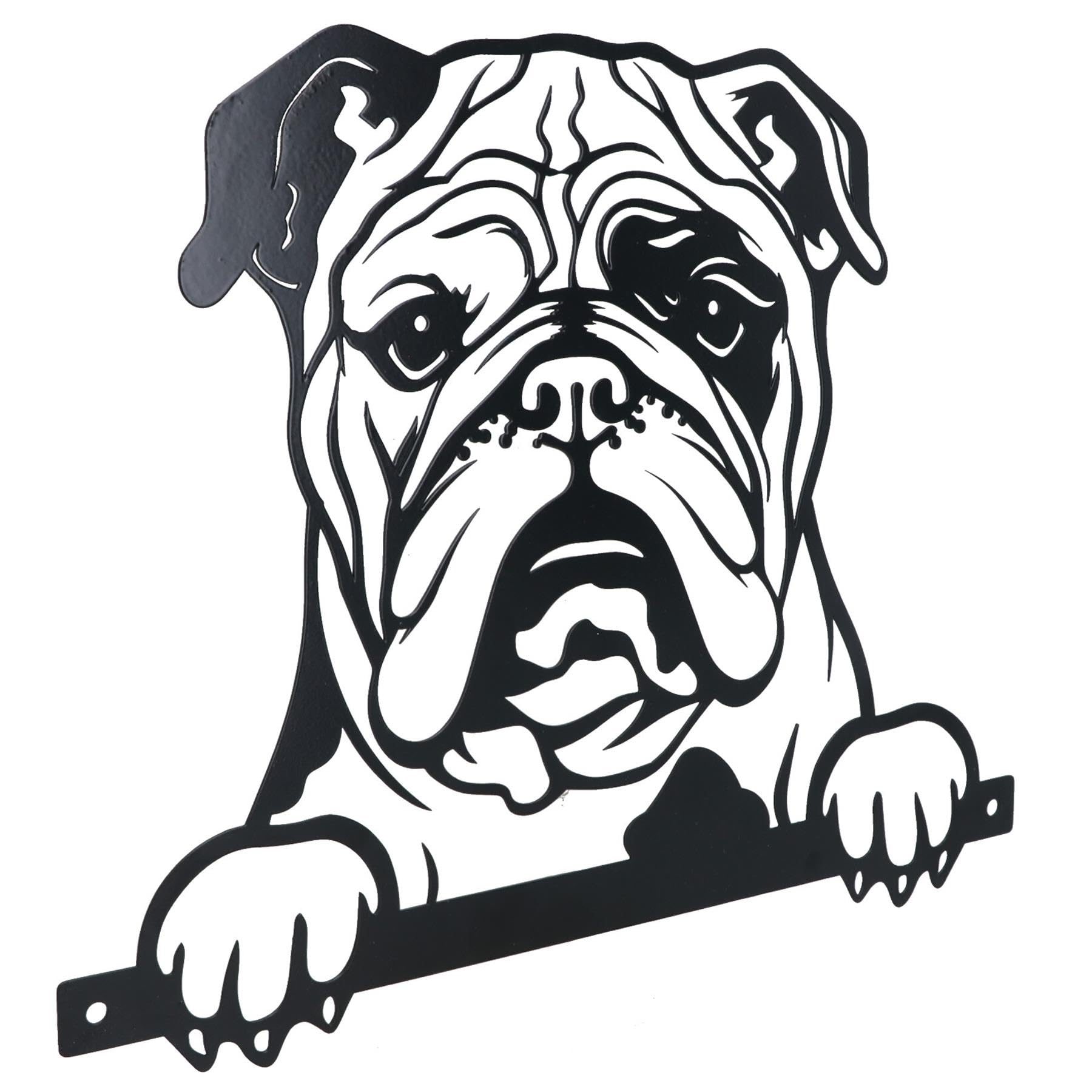 AB Tools Black Metal Peeking Bulldog Silhouette with Fixing Plate Garden Ornament Gift