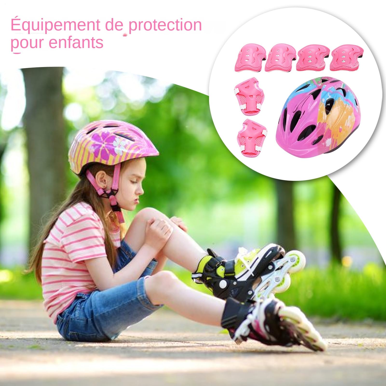 Ensemble de Casque et Genouillères pour Casques, Protège-Coudes, | Équipement de Sécurité Sportif pour Roller Patinage Cyclisme et Trottinette