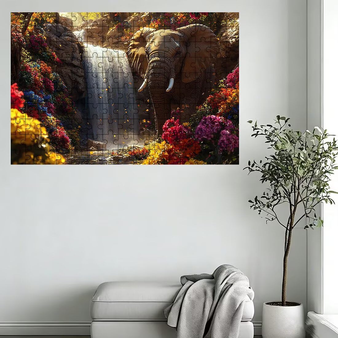 Puzzle 2000 sztuk słonia, jesienne puzzle, drewniane puzzle zabawne wyzwania kreatywna rozrywka, klasyczne puzzle zabawa opakowanie wysokiej jakości, pomysł na prezent dla kobiet, 99 x 70 cm -1358