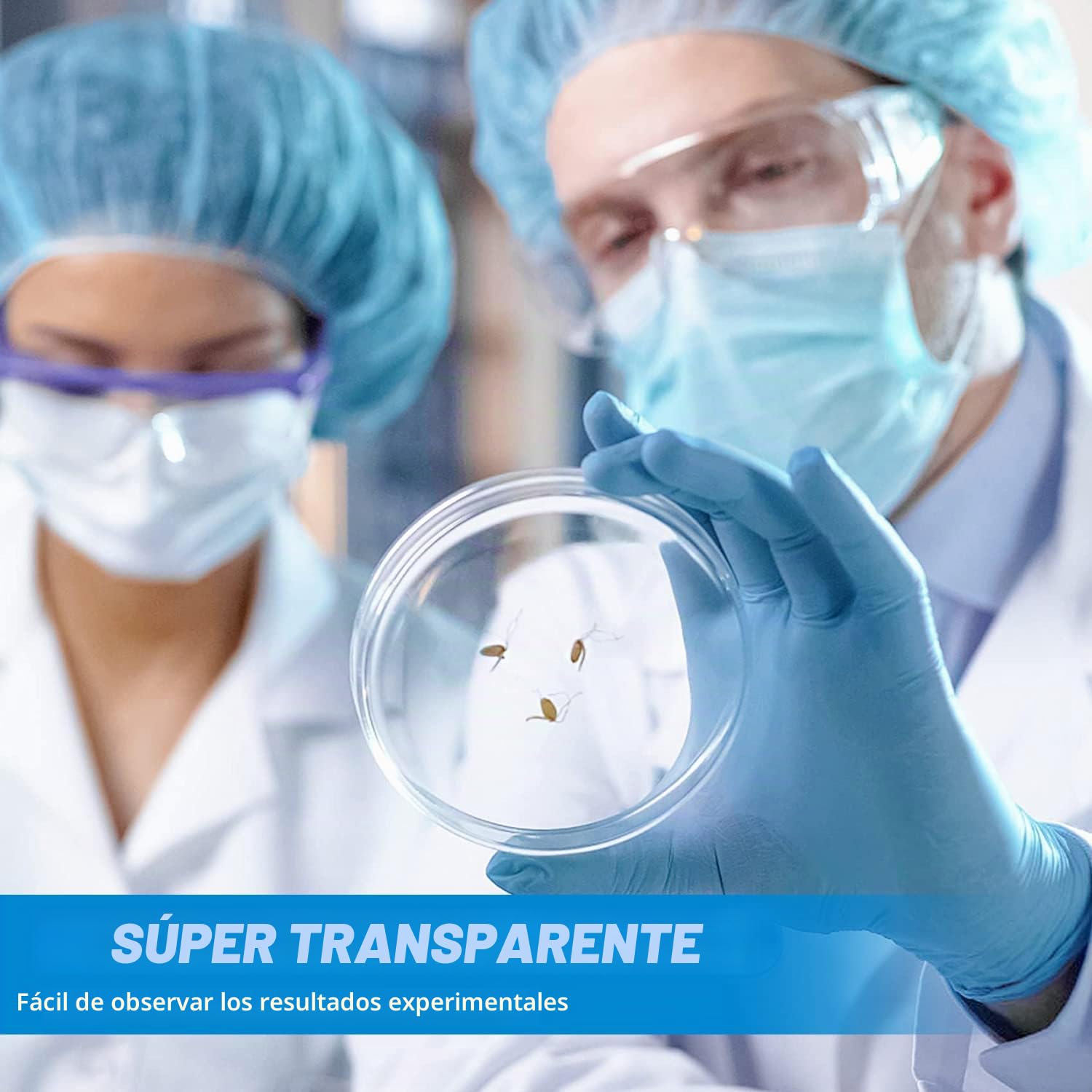 Placas de Petri de Plástico Estériles 55 mm x 13 mm con Goteros y Adhesivo para Laboratorio