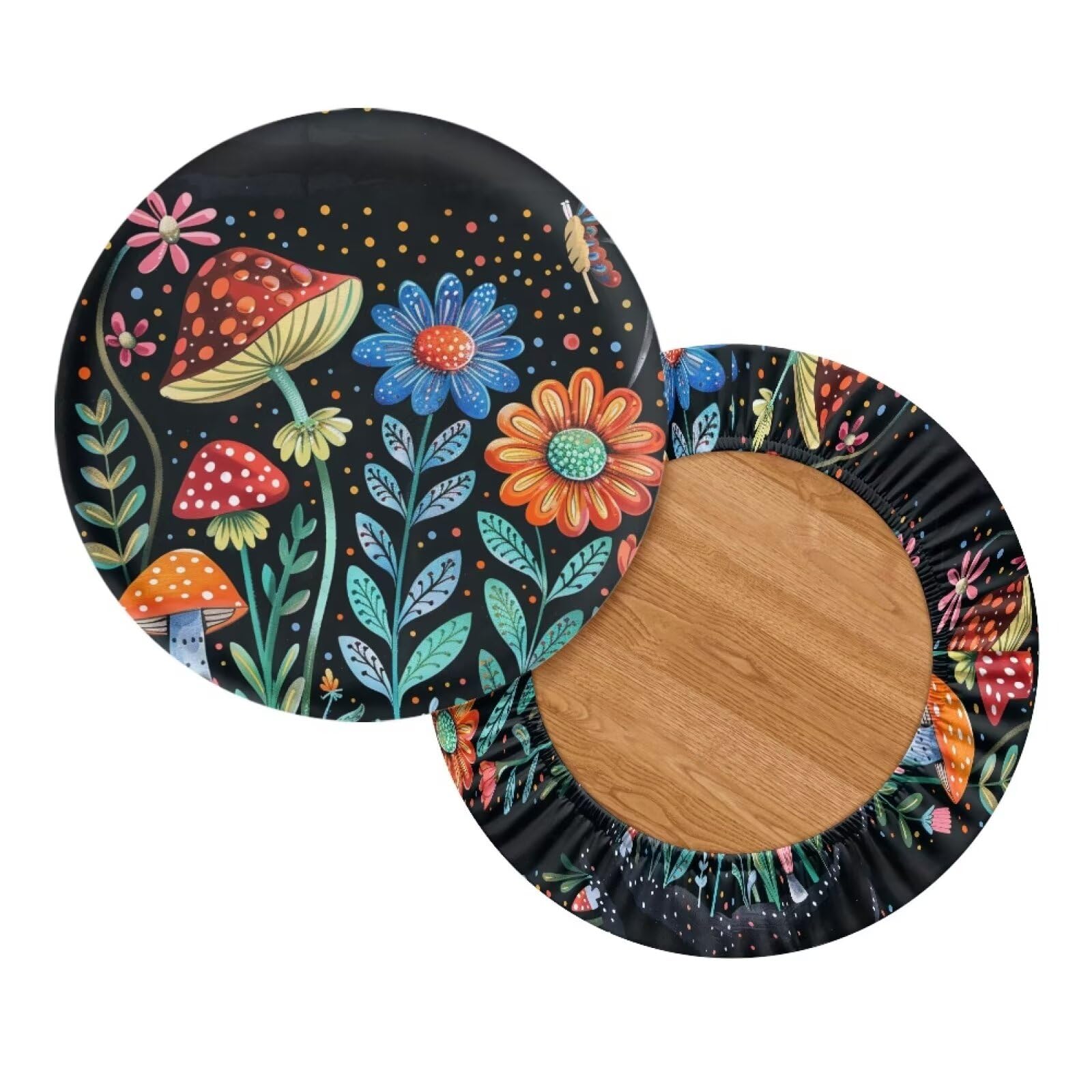 YUVAMAGIMO Mushroom Round Stool Cover Reduces Scratches and Dust Bar Stool Covers Dustproof Dresser Stool Cover for 14-16 Inch Swivel Chair Upholstery Cover Home Accessory Decoration