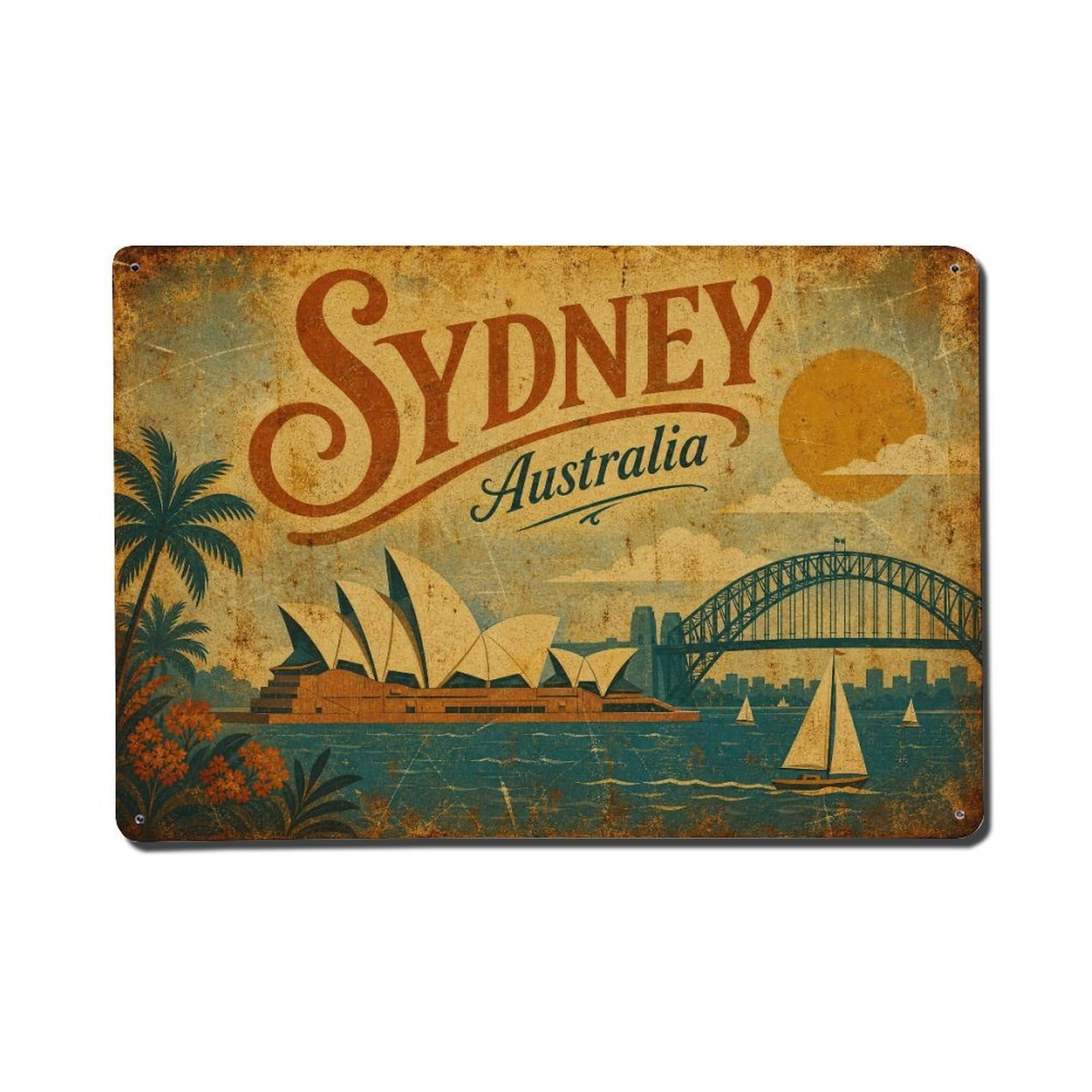 Sydney Australia City Historic Harbor Bridge Travel Metal Tin Sign