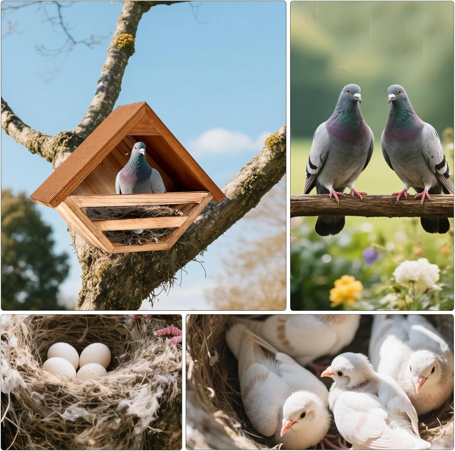 Wooden Dove Nesting Box for Outside, Open Mourning Dove House, Outdoor Weatherproof & Ventilated Pigeon House, Safe & Roosting Shelter for Pigeons, Doves & Medium Birds, Design for Garden, Balcony
