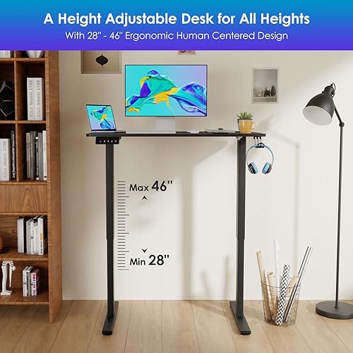 Miniatura 9 de Estación de trabajo de computadora de altura ajustable, escritorio eléctrico de pie para sentarse, mesa de computadora que se eleva hacia arriba y