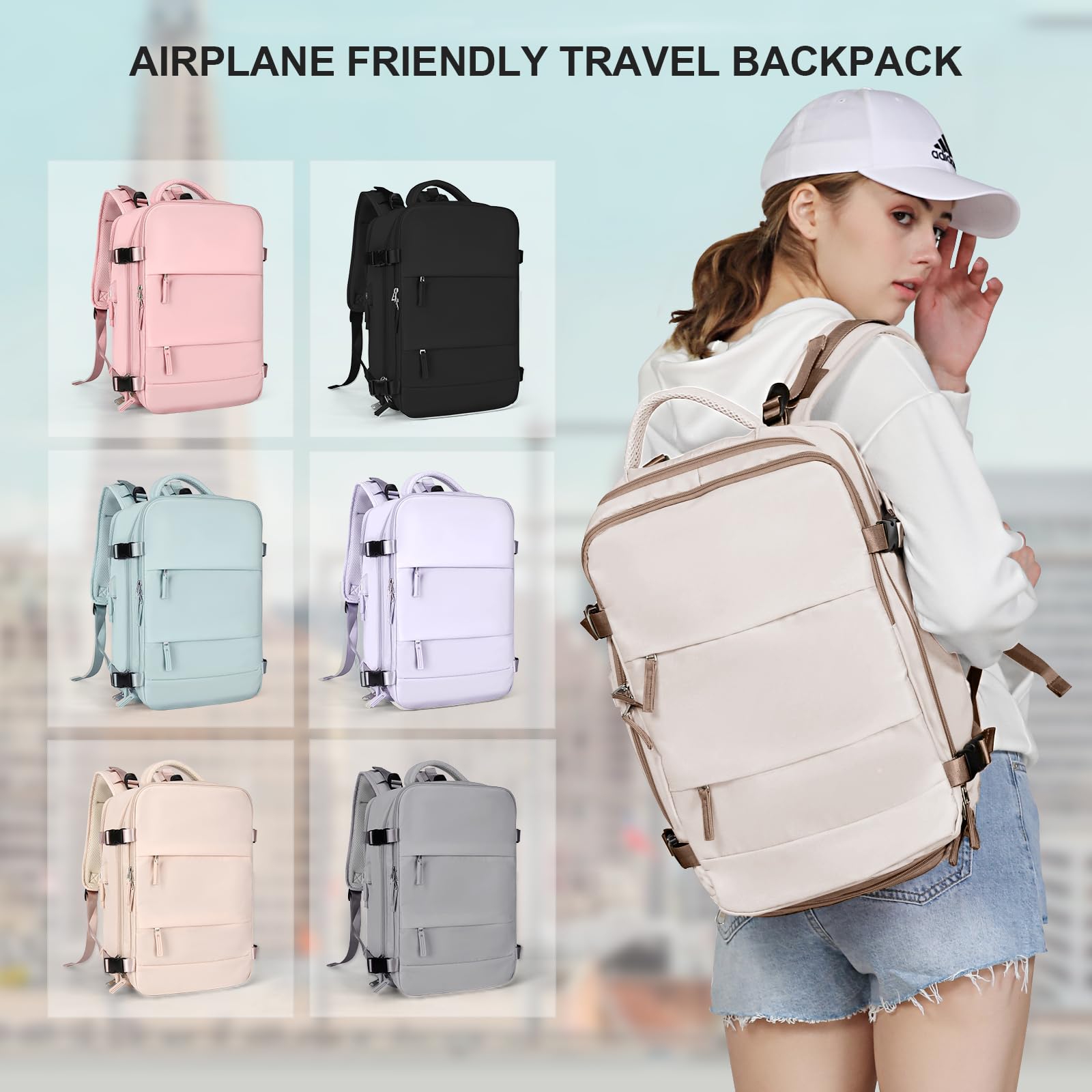 SZLX Zaino da viaggio grande da donna da viaggio zaino da escursionismo sportivo da esterno impermeabile zaino da scuola casual laptop da 14 pollici con porta di ricarica USB scomparto per scarpe
