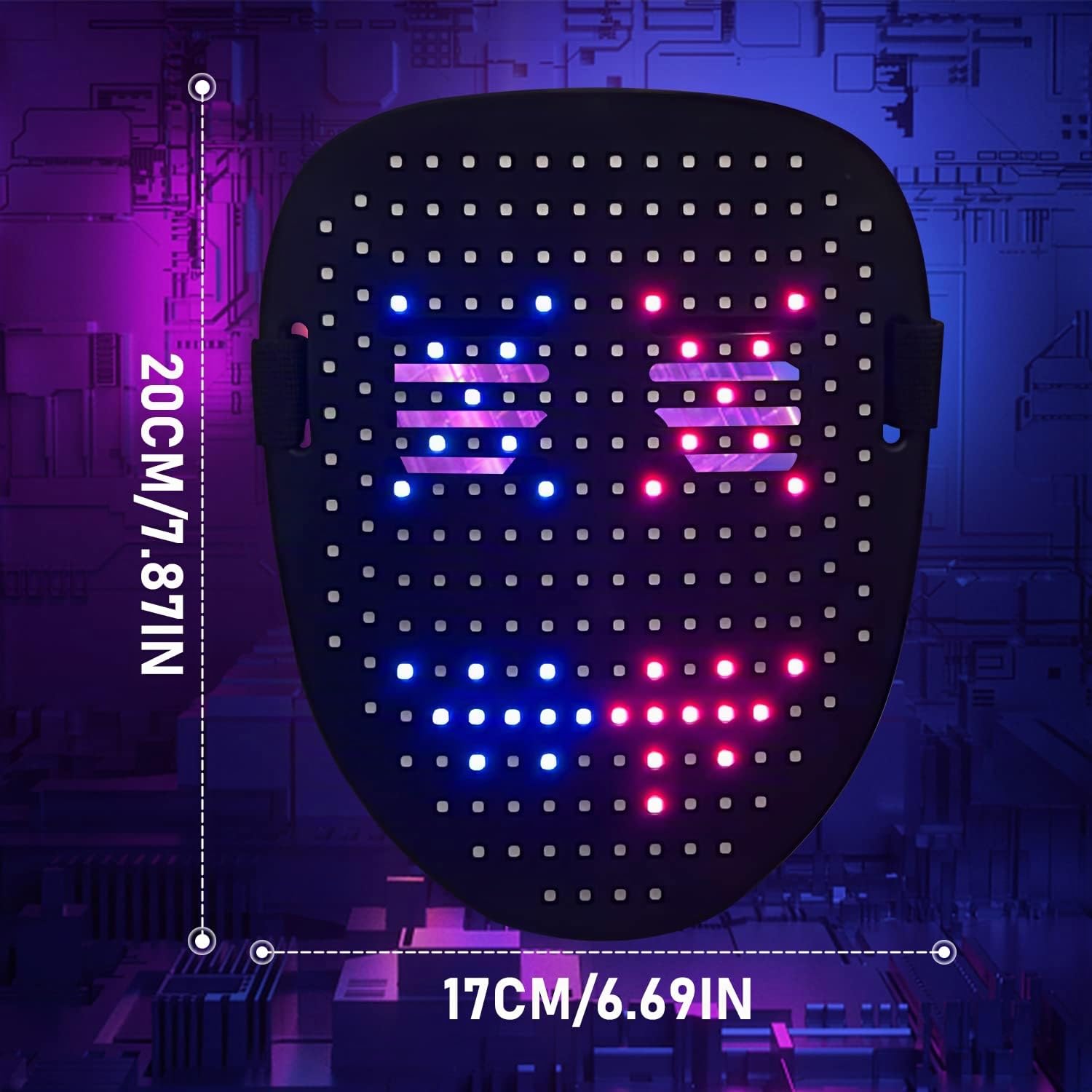 Depointer Life Máscara LED con reconocimiento de gestos, máscara de transformación facial iluminada LED para disfraz, cosplay, fiesta, mascarada