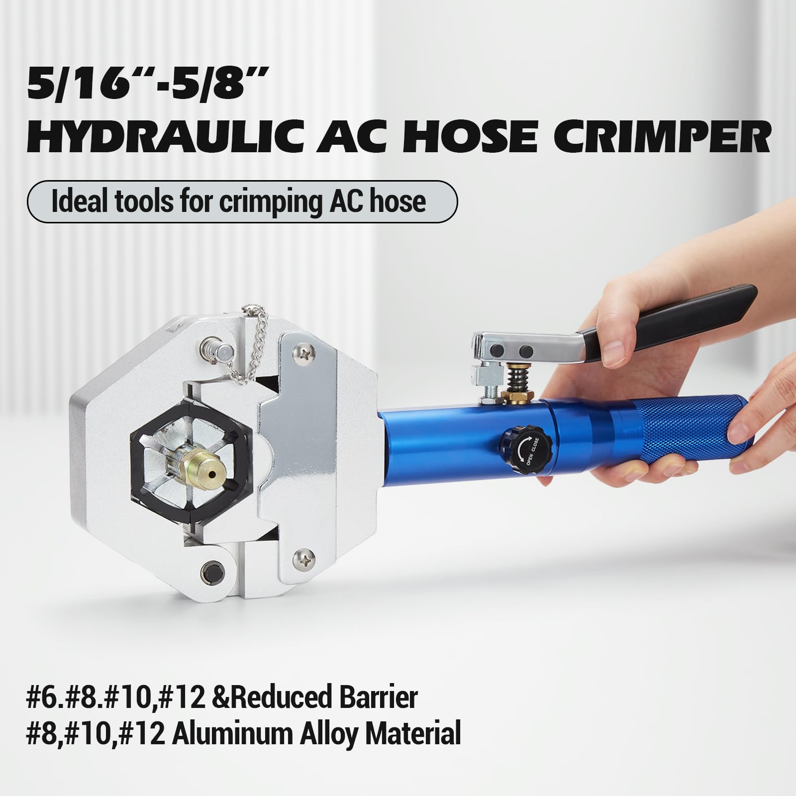 Garvee Crimpadora hidráulica manual para mangueras de aire acondicionado – Herramienta profesional portátil – 7 matrices – Reparación de sistemas Climatizador – Incluye tijeras y guantes – Compatible