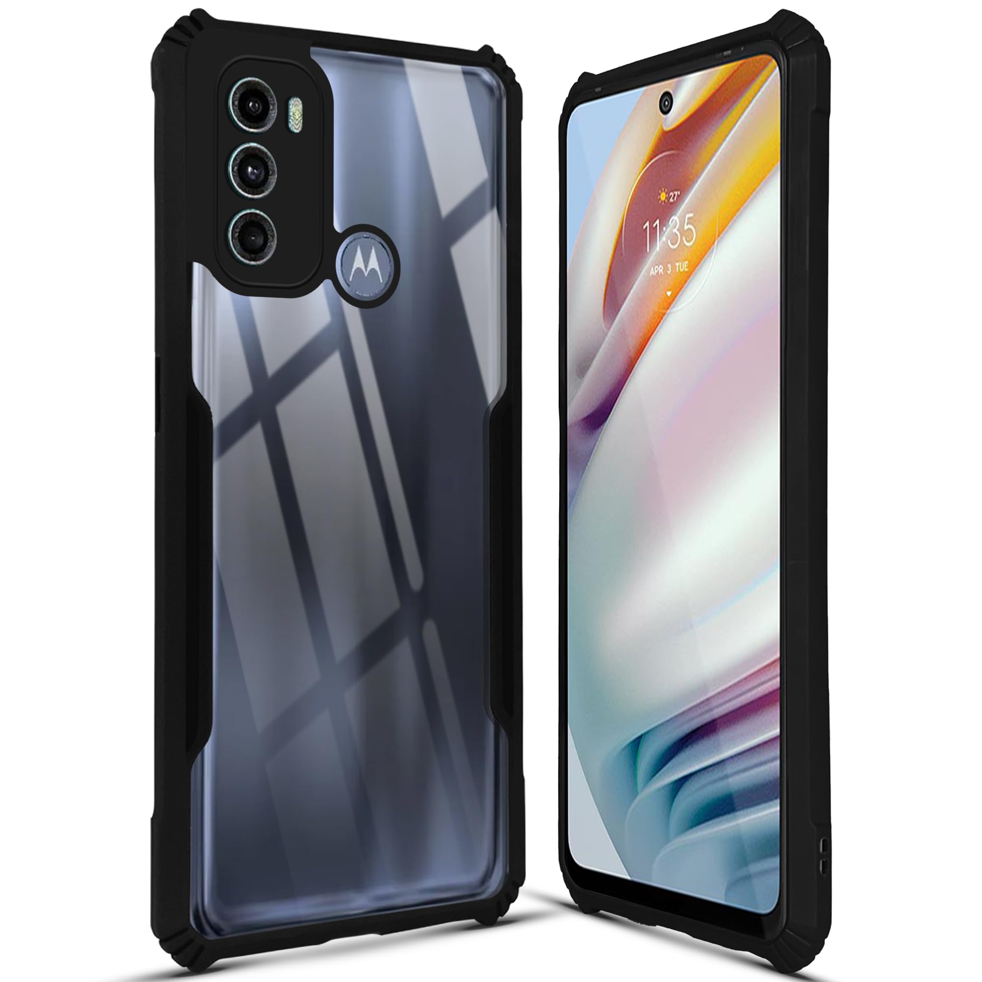 Mr. Case Clear Back Cover Case for Motorola Moto G40 Fusion | Motorola Moto G60 | Ultra-Hybrid Shockproof Design | Camera Protection - Black Bumper & Transparent Back (B0CMXRLPLS) Amazon Price History, Amazon Price Tracker