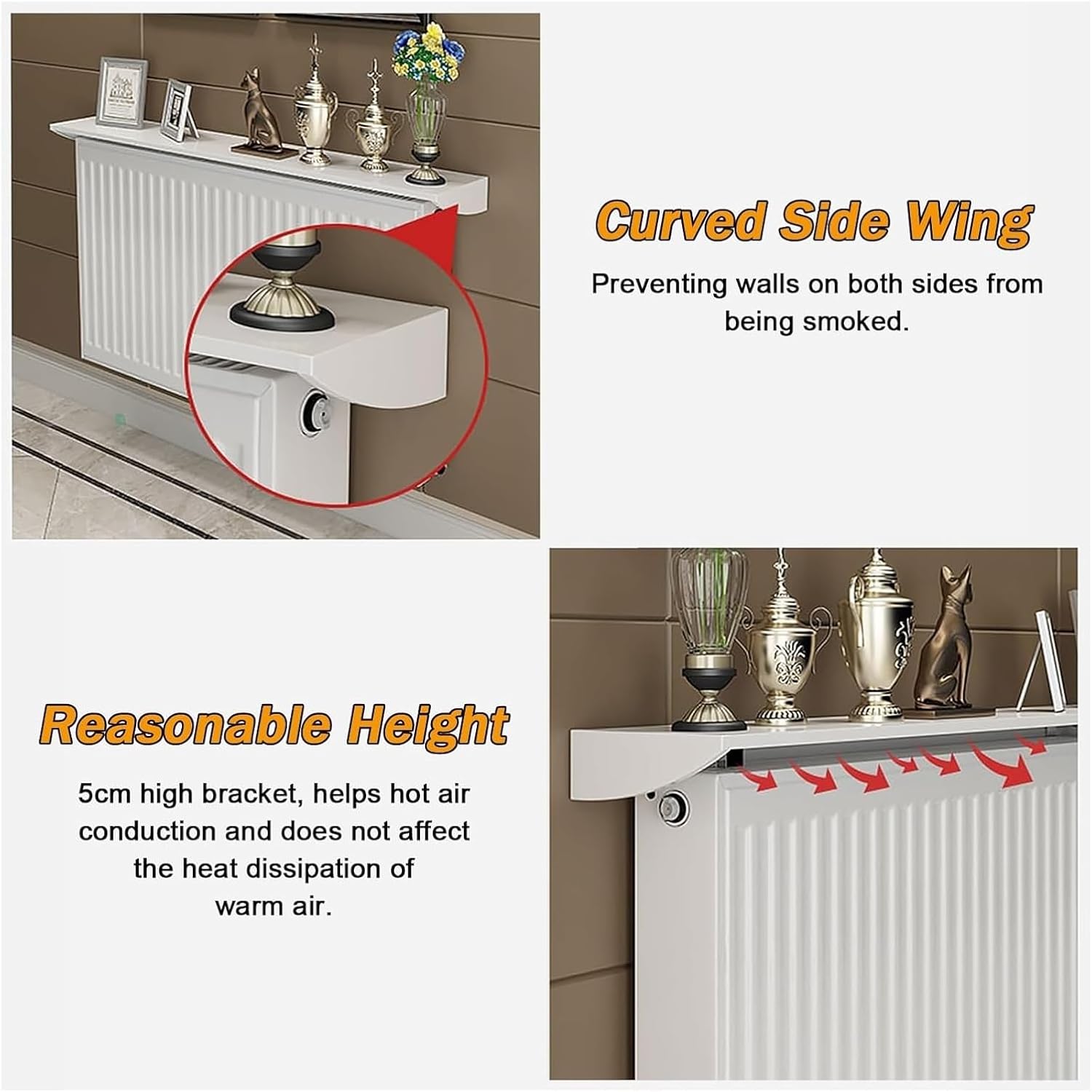 Radiator cover for old radiator，Radiator cabinet， White Shelf To Go Over Radiator with Dust Cover Home Tea Room Cafe Plant Indoor Upper(Blue 2,L 15.7in/40cm(1 section))