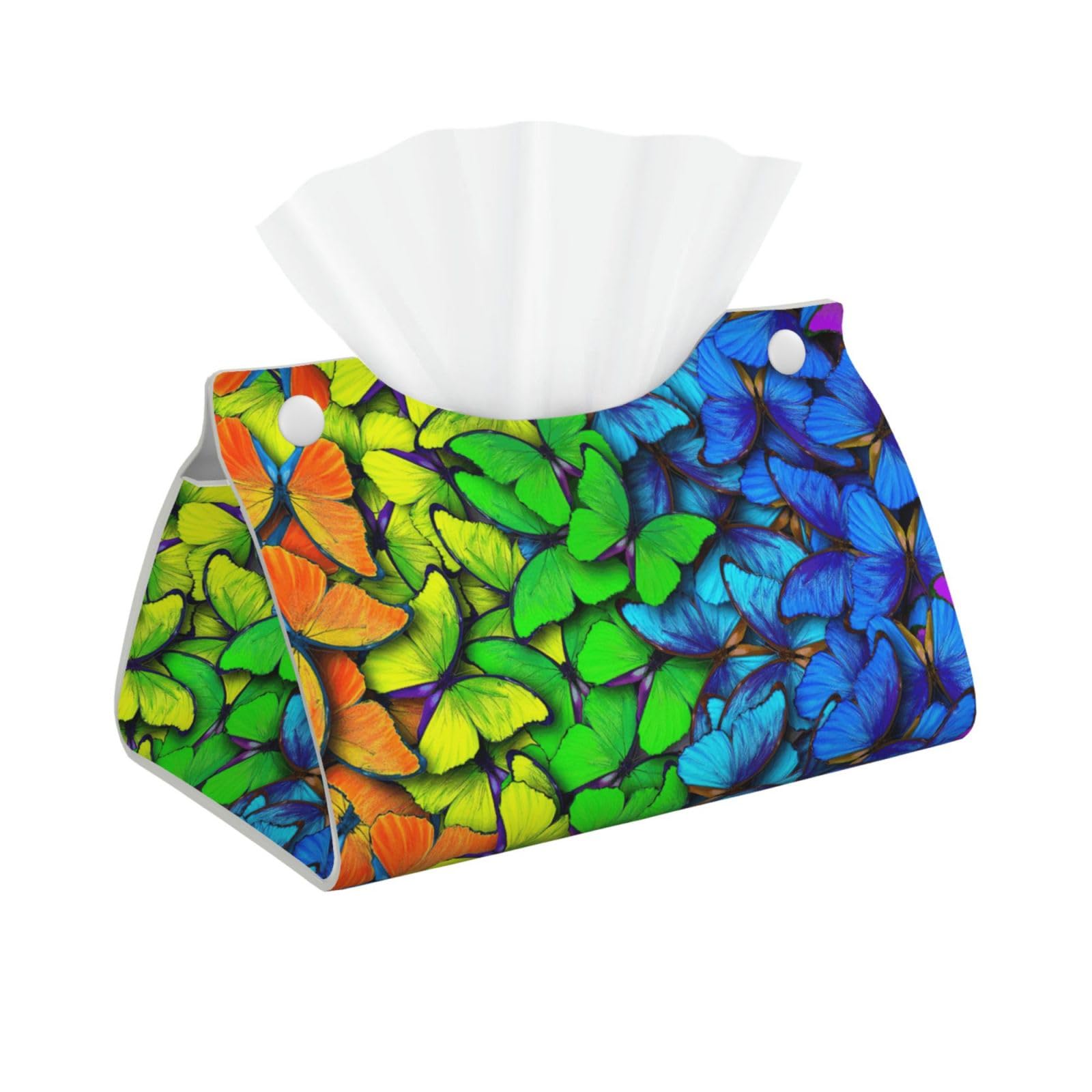 Colorful Butterfly Print Long Tissue Box Cover Tissue Dispenser Box For Living Room, Office, Car, Bathroom