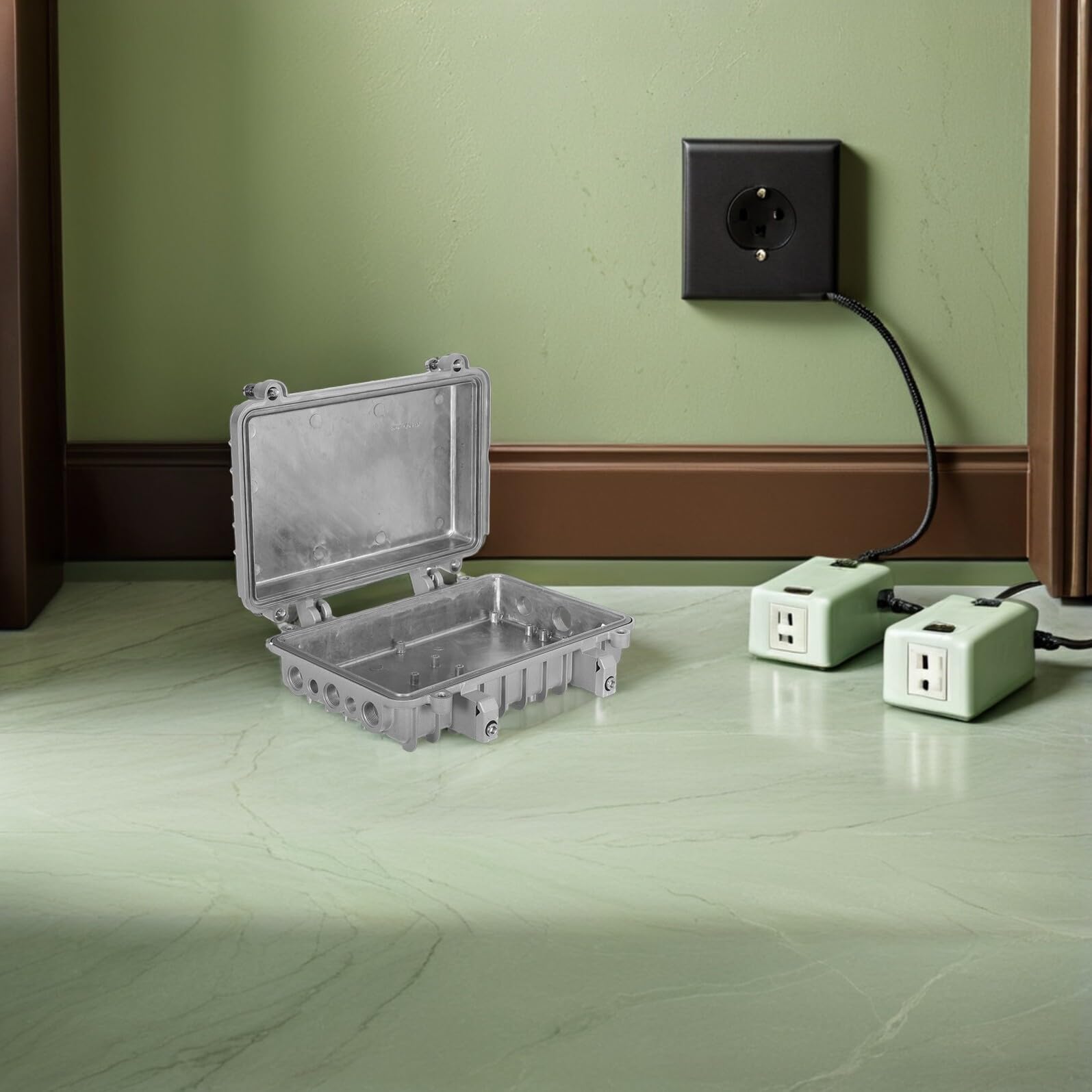 Veemoon Caja para Amplificador Exterior de Aluminio Fundido, Resistente Intemperie y Corrosión, Carcasa Protectora para Conexiones de Cables en Estaciones Base Inalámbricas, Uso
