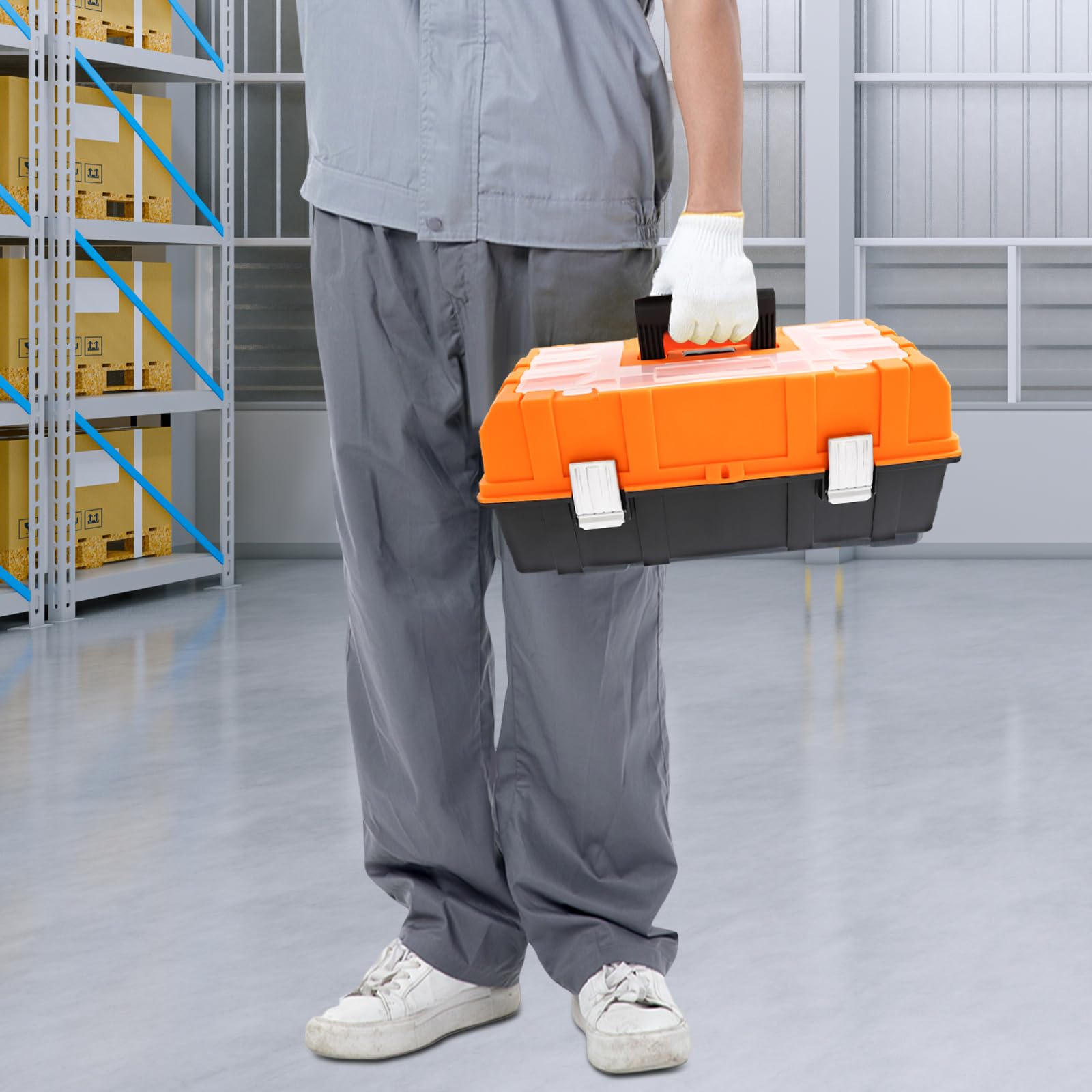Caja de herramientas Stanley con asa plegable, caja de herramientas vacía, cómoda y portátil, 3 niveles con mucho espacio de almacenamiento, para bricolaje, artesanos y profesionales