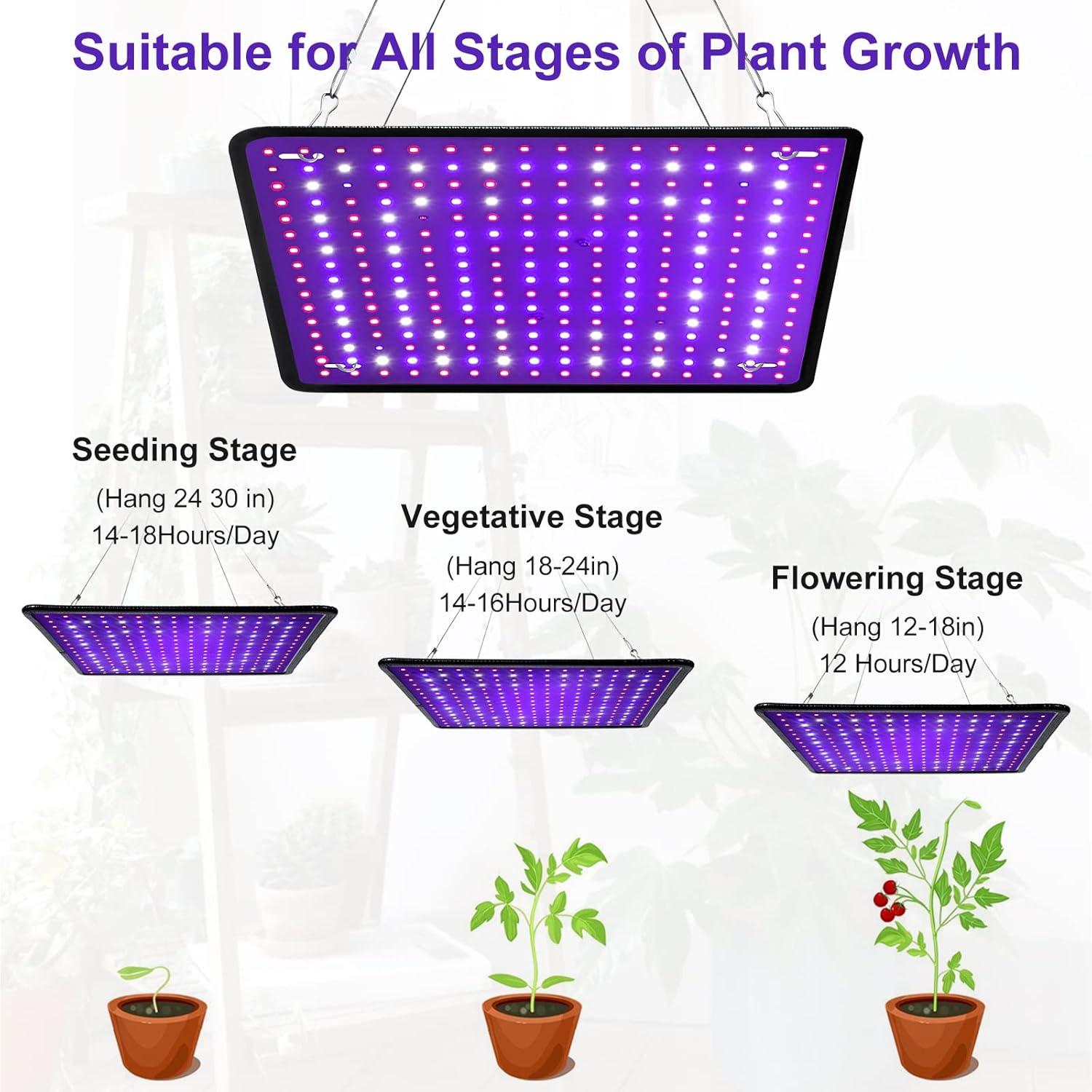 600W Full Spectrum LED Grow Light for Indoor Plants-UV Grow Lamp, Seed Starting Seedlings Vegetable Pepper Hanging Growing Lamps