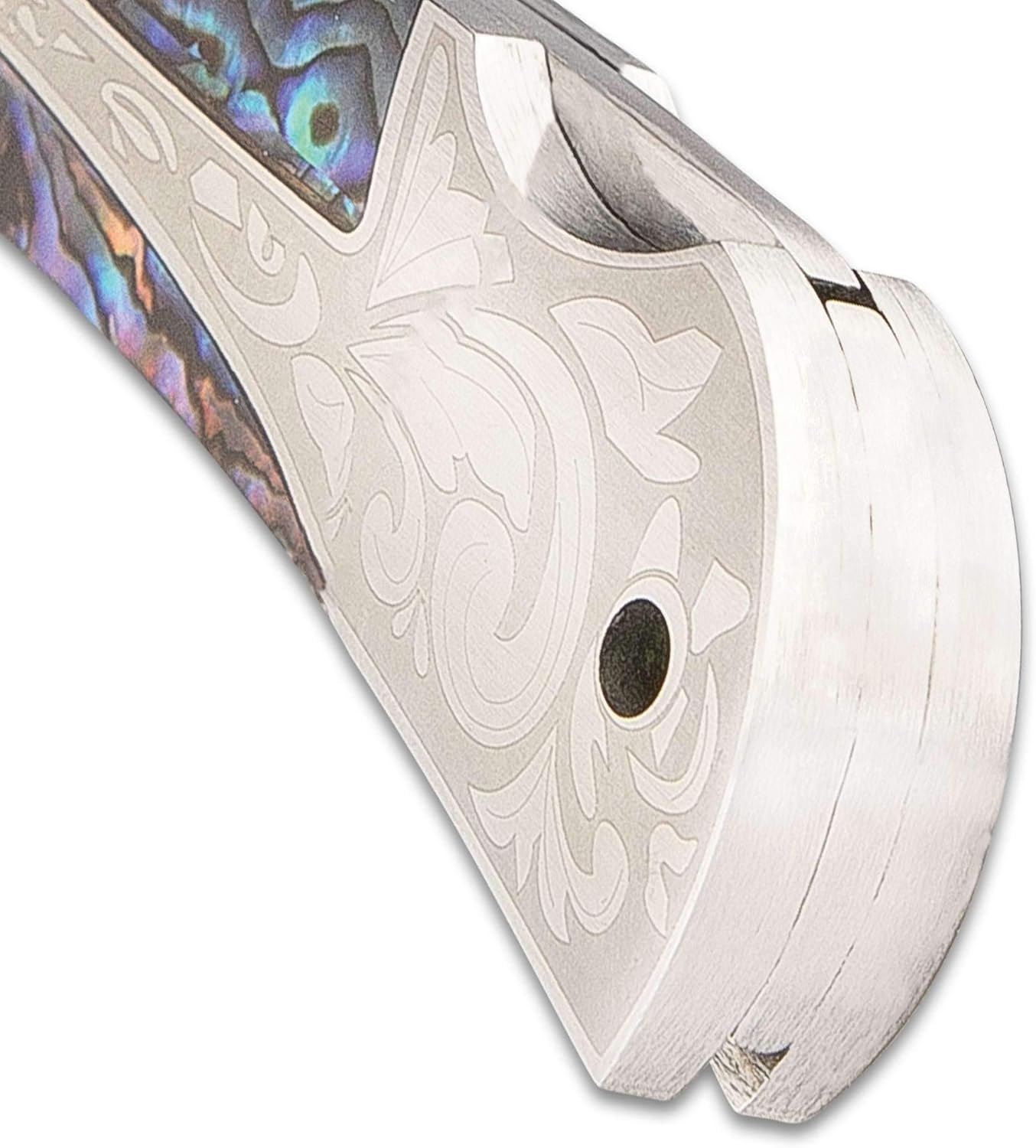 Timber Wolf Gentleman’s Genuine Abalone Pocket Knife | 3 1/4” Stainless Steel Clip Point Blade | Genuine Pearl Inlays | Nickel Silver Bolsters | Lockback Mechanism | 7 1/2" Overall Length