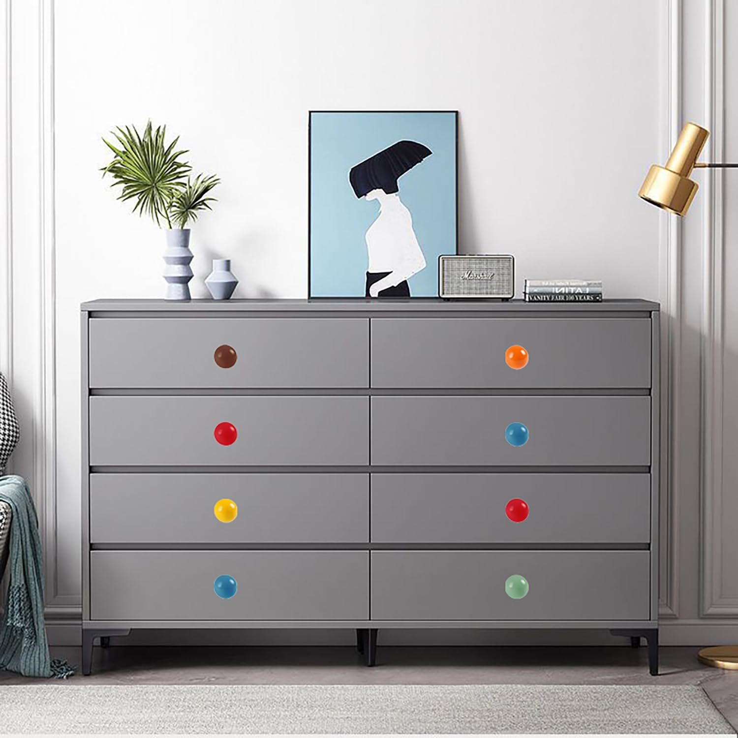 Pomelli Per Cassetti In Ceramica | 8 Pezzi Multicolore | Con Viti | Per Mobili Cucina, Camera Bambini | Sfera Decorativa - Foto 8