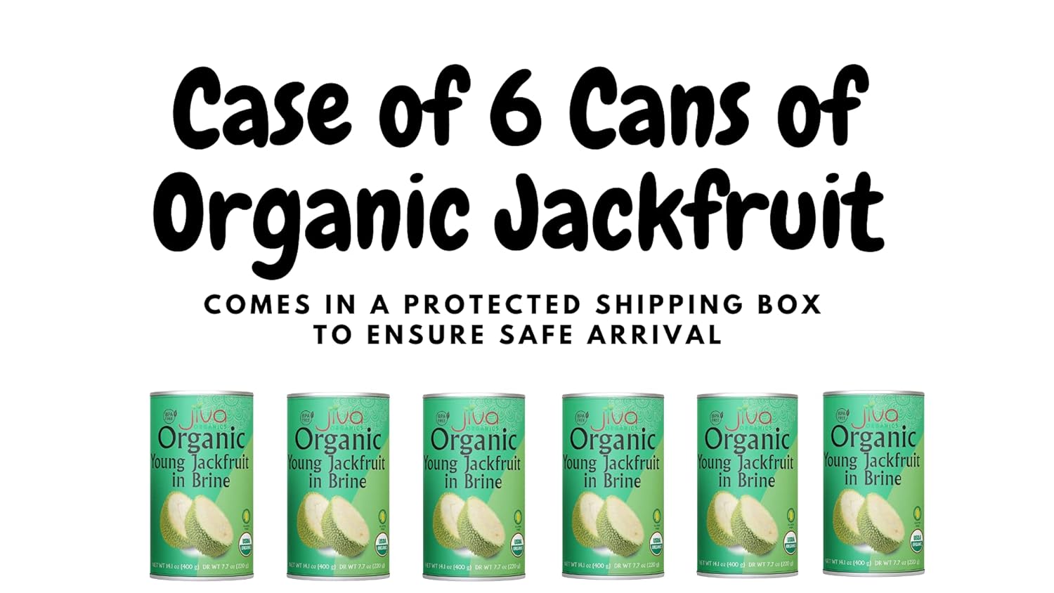 Jiva Organic Young Green Jackfruit 14 Ounce (Pack of 6) - BPA Free, Gluten Free, Jackfruit Canned, Delicious Vegan Meatless Alternative