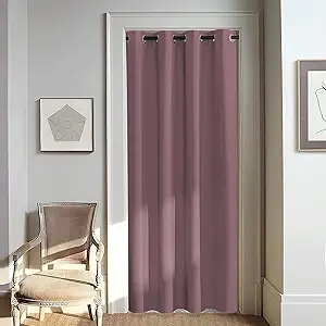NICETOWN Door Curtain for Closet Doors 80 Inches Long 1 Panel, Blackout Doorway Curtain for Open Closet Bedroom, Room Divider Living Room for Privacy (Dry Rose, 1 Panel, 46W x 80L)