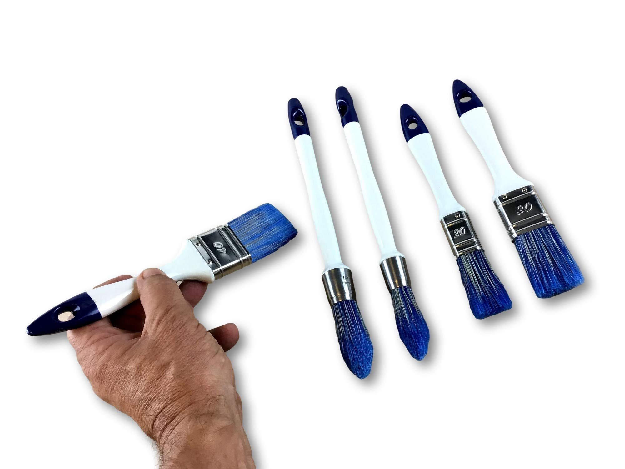 Kibros 5 pinceaux Acrylique Bicolores 3 Plats 20-30-40 mm + 2 rechampir