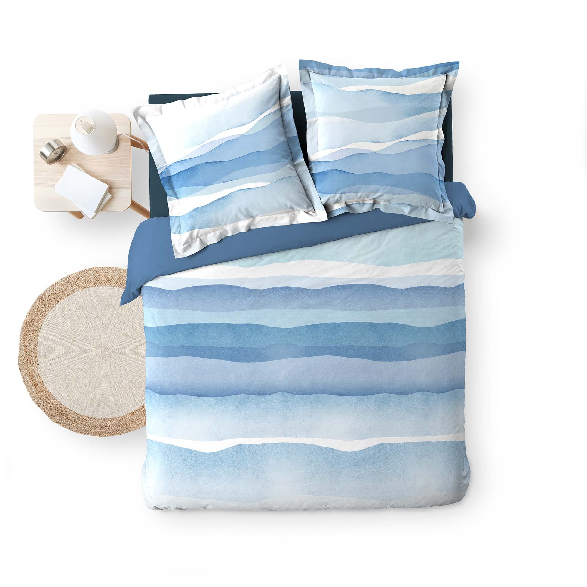 Douceur d'Intérieur 3-delige beddengoedset, 240 x 220 cm, Azzurra, 100% katoen