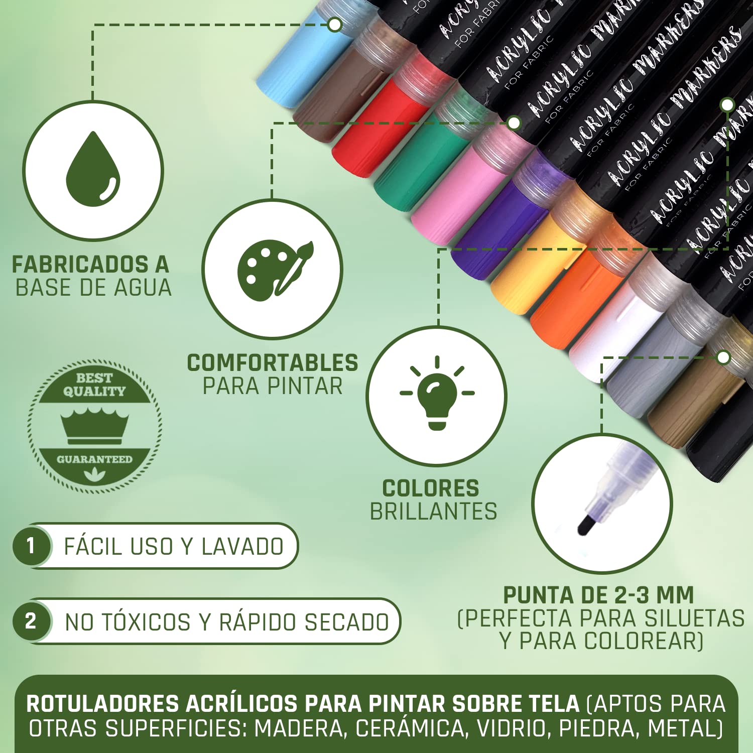 Pack 10 Bolsas Tela Tote Bags Reutilizables Algodon + 12 Rotuladores Acrílicos Tela + 4 Plantillas Abecedario + Celo + Catálogo Ideas. Crea diseños personalizados para regalos, manualidades, arte