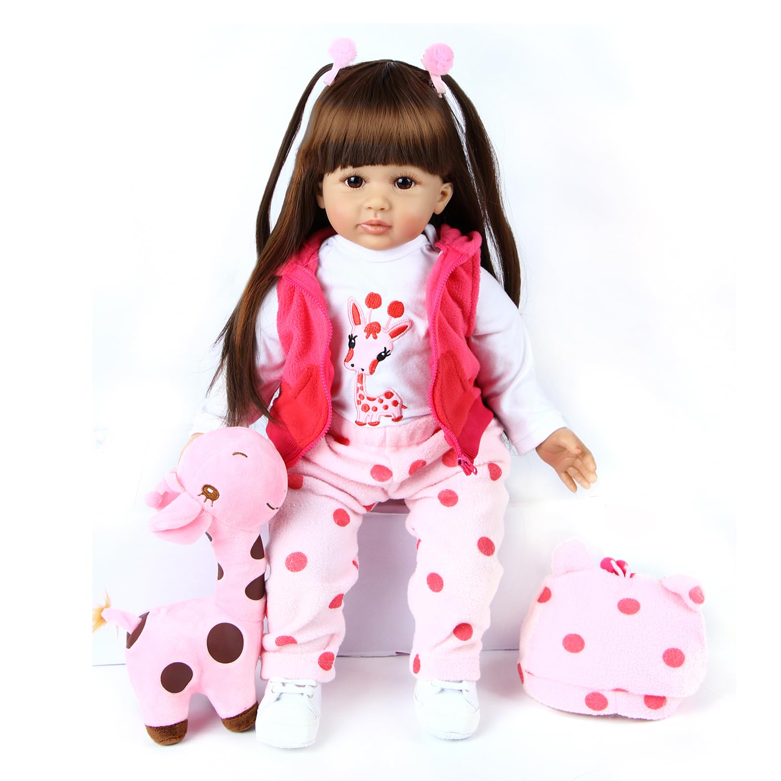 ZIYIUI 24 Zoll 60 cm Reborn Puppen Mädchen Kleinkind Vinyl Silikon Realistisch Lebensechte Reborn Babys Mädchen Neugeborenes Handgemacht Baby Spielzeug Geschenk Geeignet für 3 Jahre +