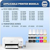 Vista 3 de Paquete Combo de Botellas de Recarga de Tinta 522 Compatible para Eco Tank ET-2800 ET-2720 ET-2803 ET-2400 ET-4800 ET-4700 ET-2840 ET-4810, Botella