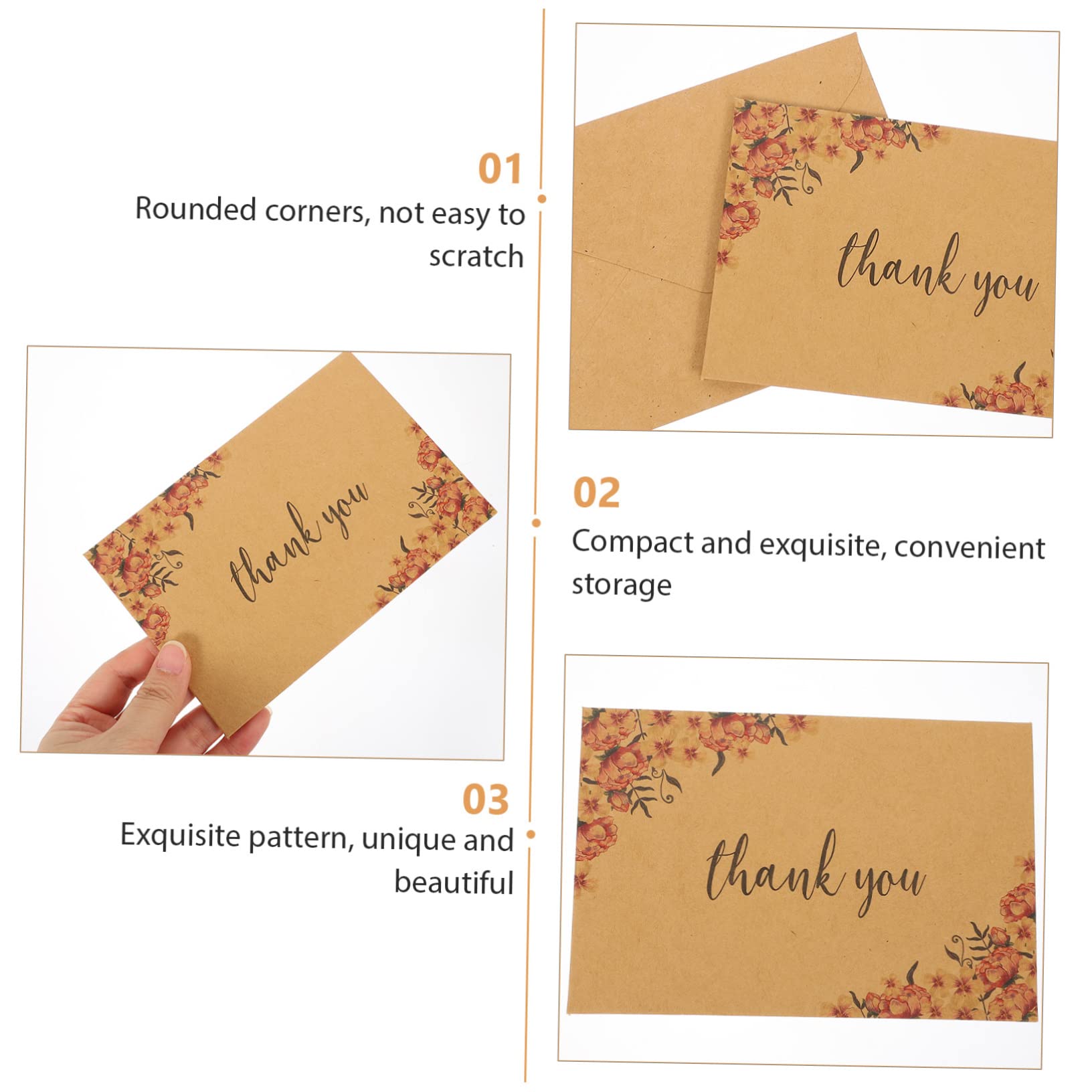 Lurrose 50stücke Kraft Dankeskarten Mit Blumenmotiv Vintage Karten Für Hochzeiten Dankesagen Und Besondere Anlässe Leere Innenseiten Persönlichen Schreiben