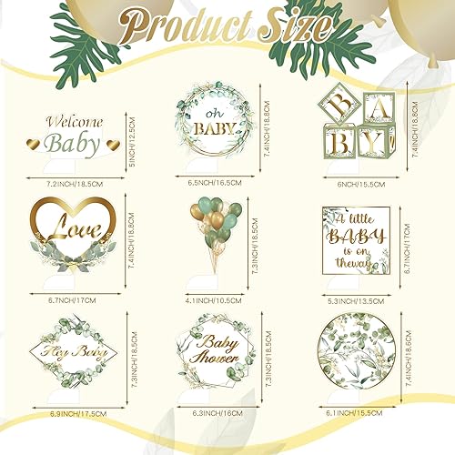 Miniatura 5 de Centros de mesa de nido de abeja para baby shower, 9 piezas, decoración verde salvia, centro de mesa de fiesta, fiesta de cumpleaños de niño y niña,