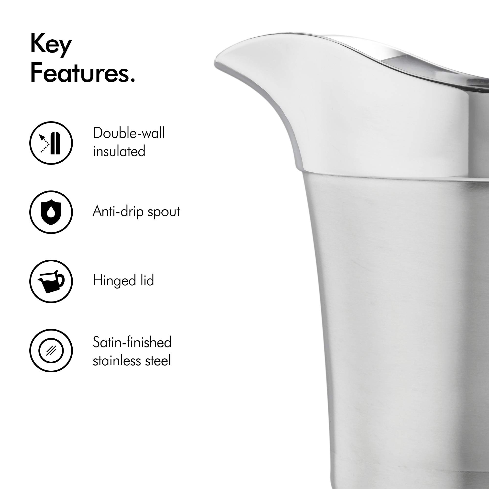 VonShef 500ml Gravy Boat Stainless Steel Body Double Insulated Jug