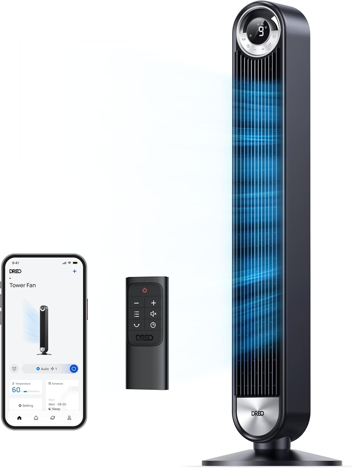 Pilot Max Quiet Office Tower Fan with 120° Oscillation