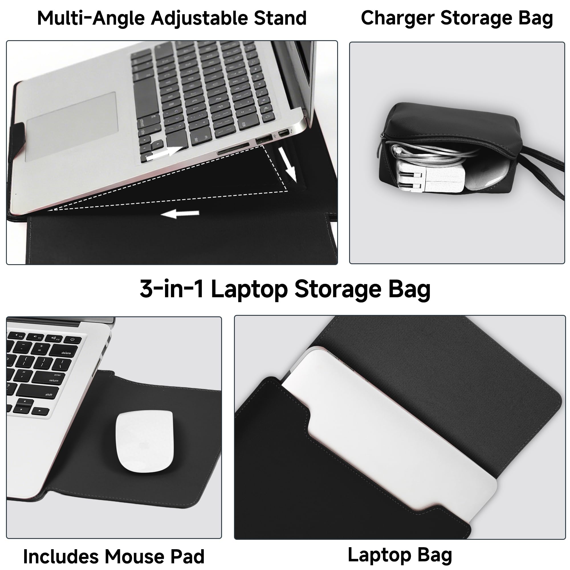 13-14 Pollici Laptop Custodia Porta Supporto per Macbook Neo 13 2026, MacBook Air 13 M5-M1 (2026-2018),MacBook Pro 13-14 M5-M1 Pro/Max (2026-2020), con Tasca Caricabatterie (Nero)