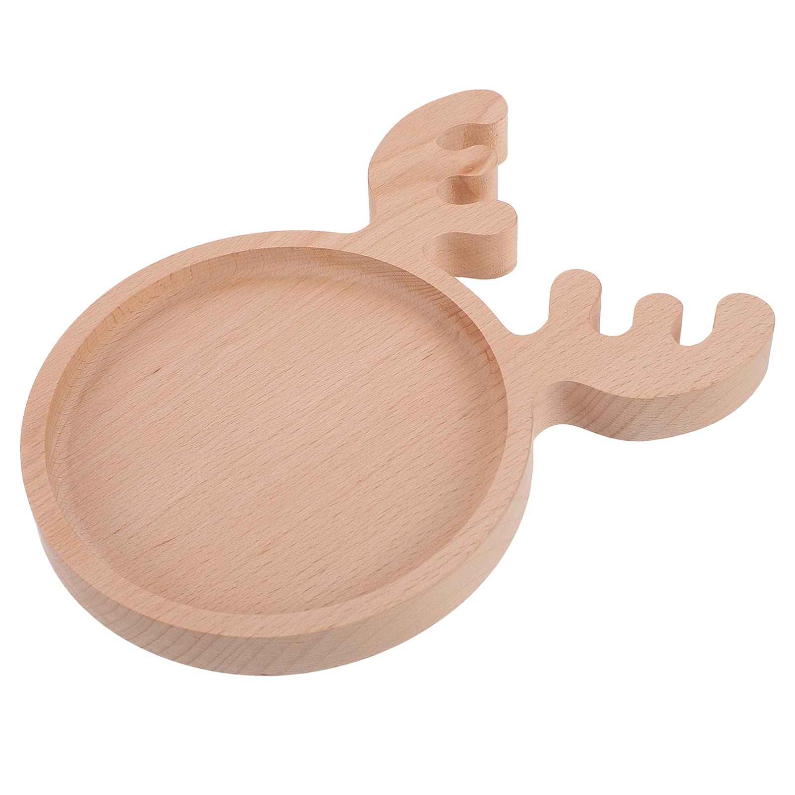 BRIGHTFUFU Wooden Beech Storage Plate Cartoon Style Side Dish Plate for Snacks and Dipping Sauce Christmas Reindeer Design for Home Kitchen Decor