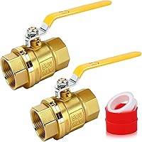 TAOKIHAI 2-Pack 2-Inch Heavy Duty Full Port Brass Ball Valve NPT Female Threads 600WOG - Water Oil Gas Shut-Off Valves