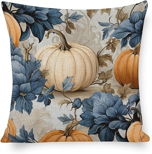 Fundas de almohada decorativas con diseño de calabaza blanca en acuarela para sofá, muebles de patio, decoración del hogar, 16 x 16 pulgadas