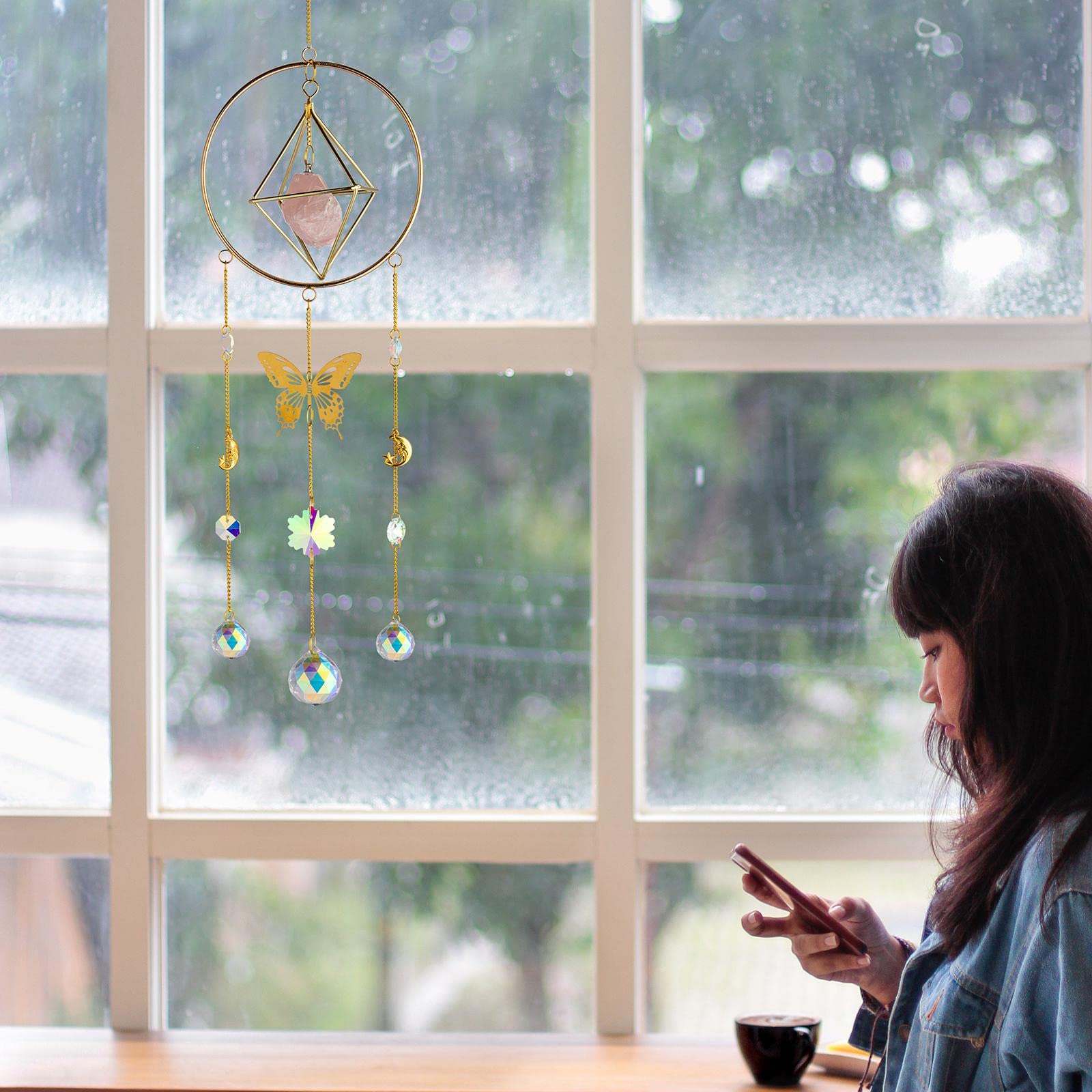 Geometric Clear Crystal Suncatcher Prisms Garden Window Decor Ornaments