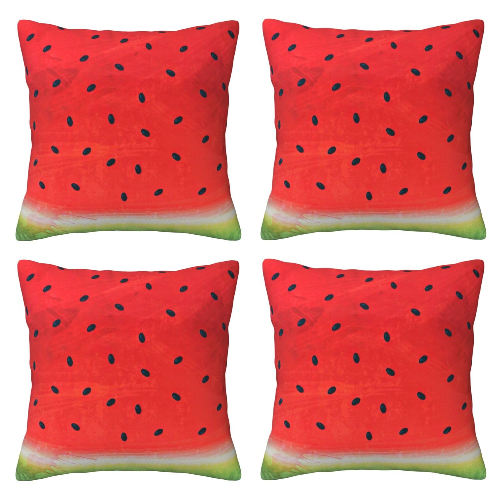 Housse de coussin pastèque douce et carrée de 45,7 cm avec imprimé rouge vif