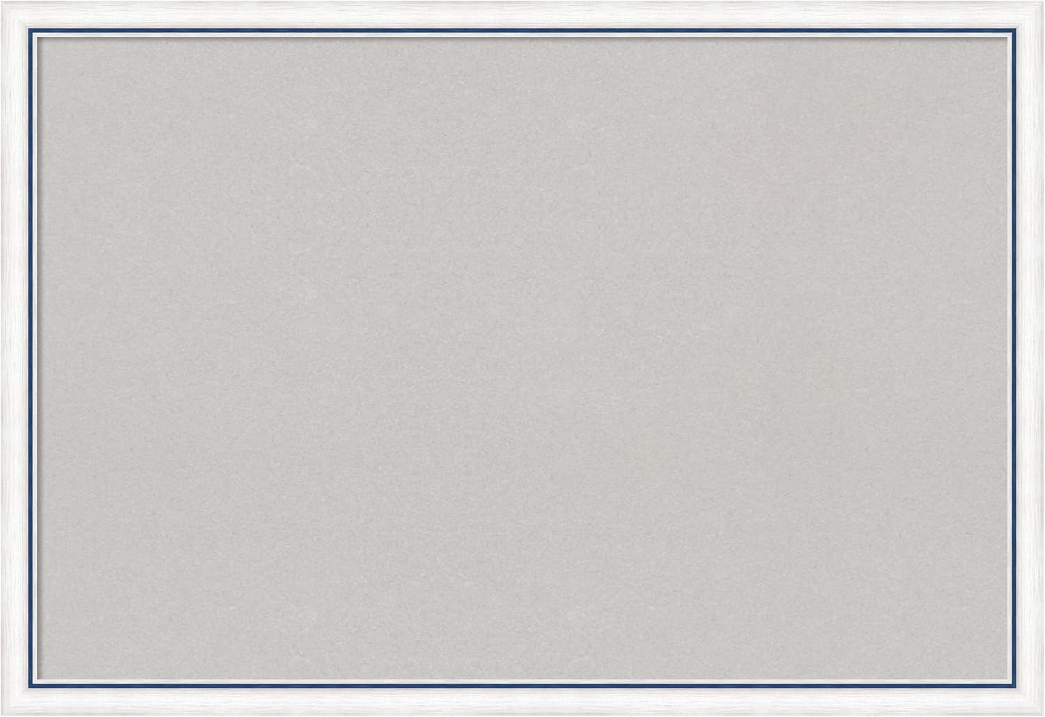 Amanti Art Grey Cork Board for Wall (38 x 26) Bulletin Board with Morgan White Blue White Wood Frame, Large Cork Board for Office, Modern Corkboard for Wall, Pin Board from WI, USA