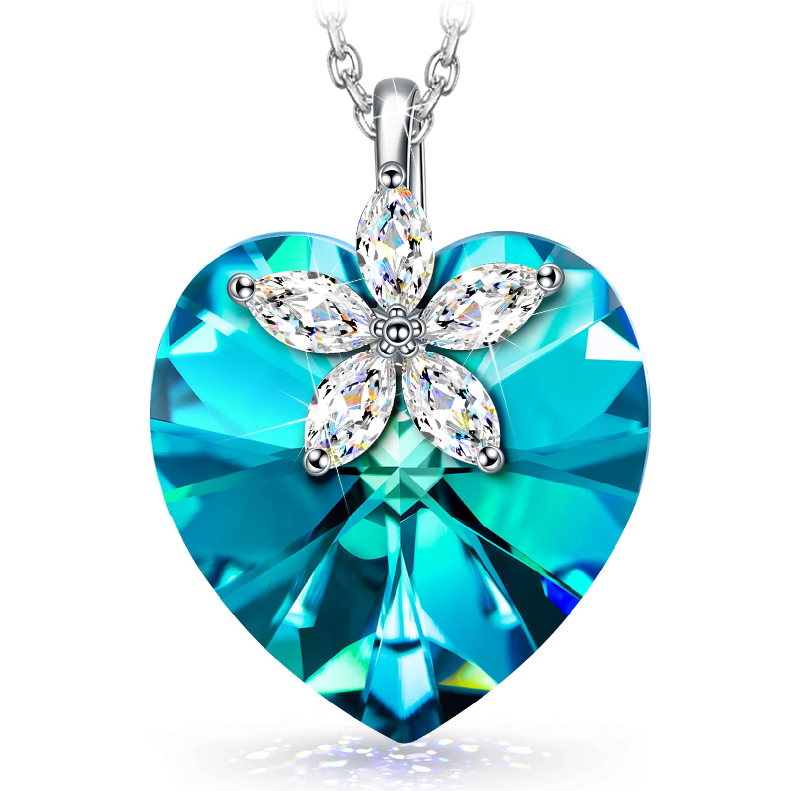 Alex Perry Silver Necklace for Women, Bauhinia Heart Crystal Necklace for Girls, 925 Sterling Silver, Crystals from Austria, Birthday Gifts for Girlfriend Mom Wife, with Gift Box