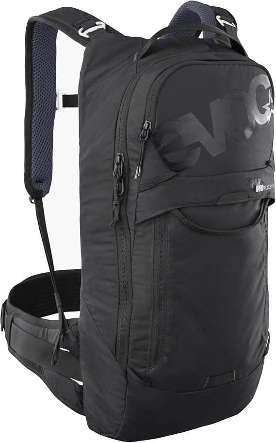 EVOC TRAIL PRO BLACKLINE 10 Protektorrucksack (leichter Rucksack mit Rückenprotektor inkl. Trinkblasenfach optimaler Sitz L/XL) Schwarz