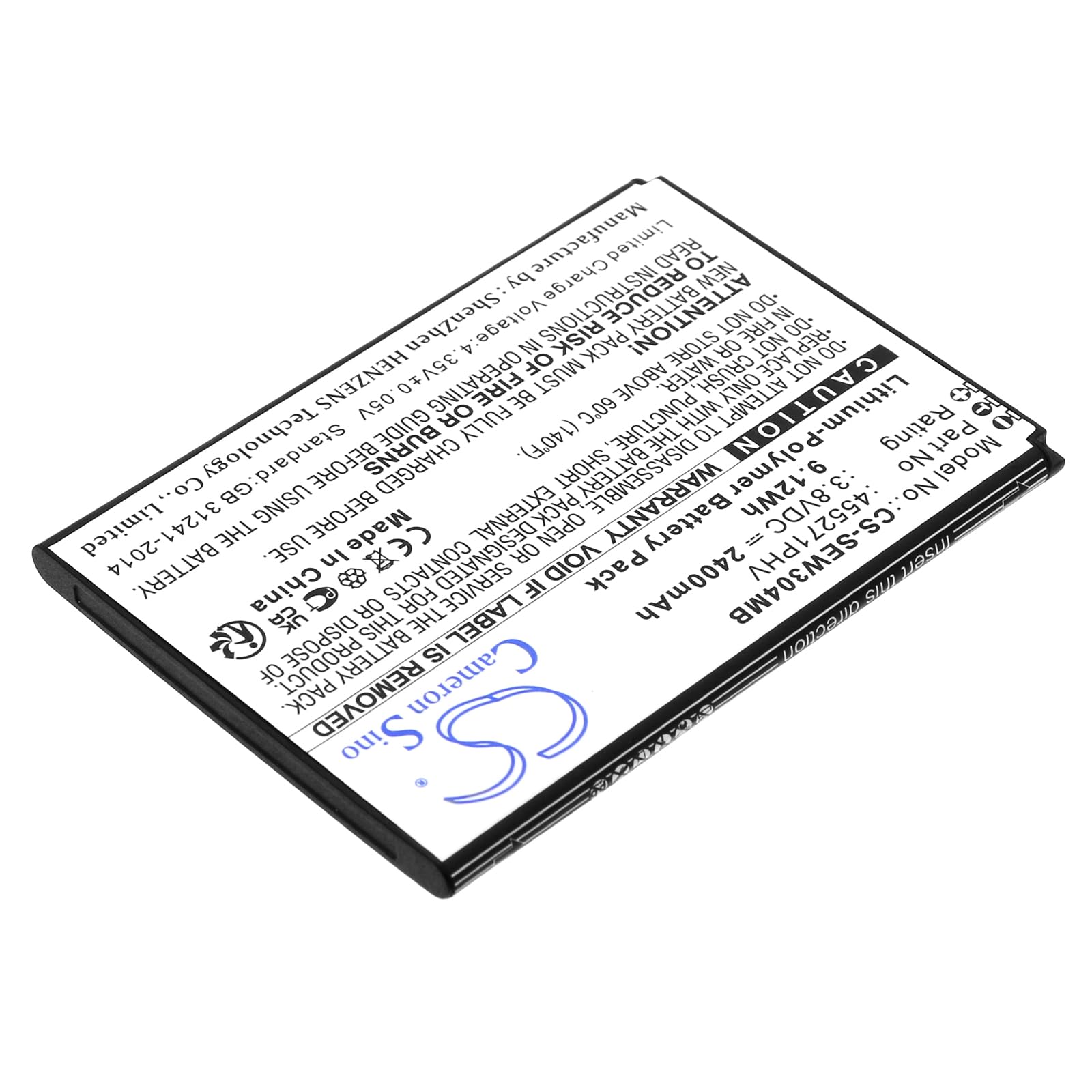 TECHTEK Batería 2400mAh Compatible con [Samsung] Bright View Baby Monitor, BrightVIEW, SEW-3043W, SEW-3043WN, SEW-3043WP, para [Oricom] SC875 sustituye 455271PHV