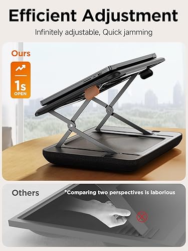 Miniatura 3 de SAIJI Escritorio de regazo a nivel de ojos, soporte para laptop con altura y ángulo ajustable, superficie de trabajo estable y resistente con