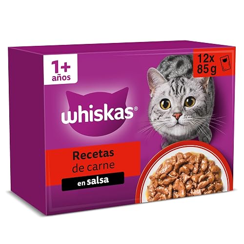 WHISKAS Duo Comida húmeda en Salsa Gatos Adultos Comb. Clásicas - 4 x 12 bolsitas x 85g
